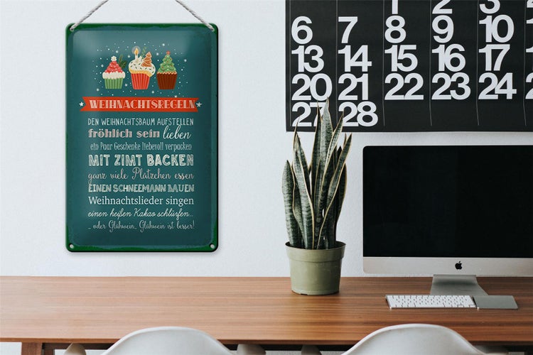 Blechschild Spruch 20x30cm Weihnachtsregeln