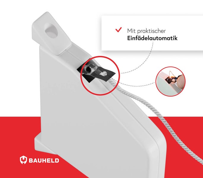 Detailansicht einer Jalousie mit Einfädelautomatik