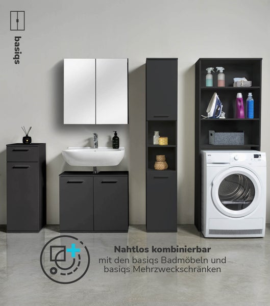 mokebo Waschmaschinenschrank 'Der Saubermann', Überbau für Waschmaschinen und Trockner in Anthrazit