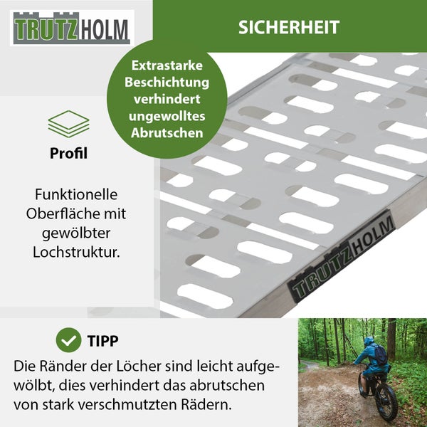 TRUTZHOLM 1 x Auffahrrampe klappbar 228 cm Traglast 340 kg Alu grau gelocht Rampen Motorradrampe