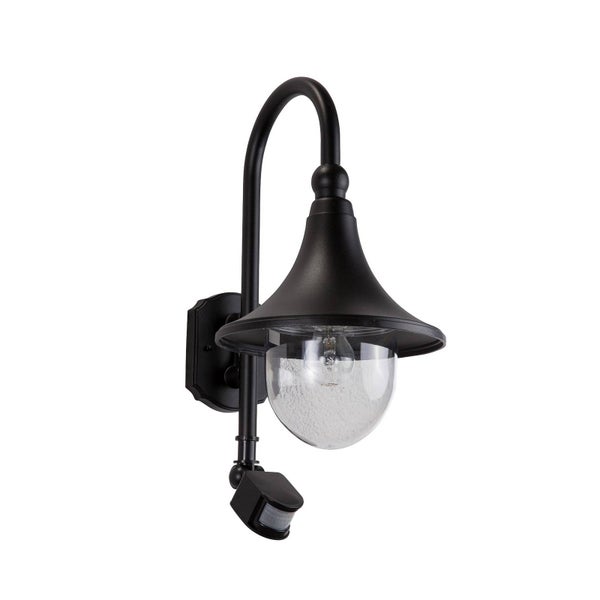 Lindby Wandleuchte außen Daphne mit Bewegungsmelder (spritzwassergeschützt (Modern) in Schwarz aus Aluminium (1 flammig, E27) - Wandlampe für Außenwand/Hauswand Haus Terrasse und Balkon