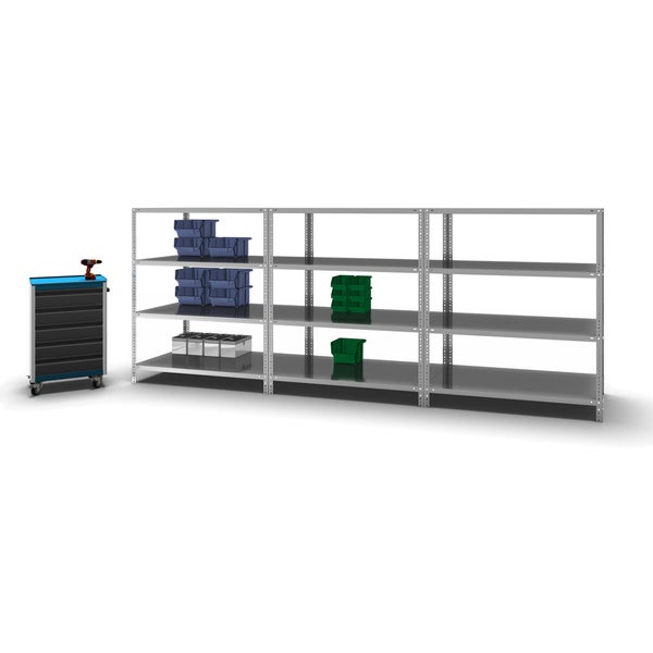 PROREGAL Fachbodenregal Schraubsystem Heavy-Duty Grundregal HxBxT 150 x 130 x 80 cm 4 Ebenen Fachlast 350 kg Beidseitig Nutzbar Verzinkt