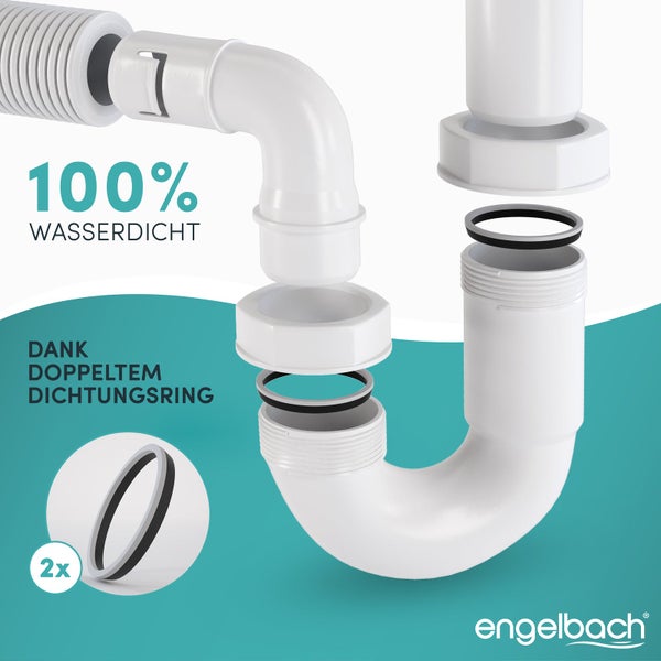 Engelbach® Siphon für Küchenspüle mit Flexiblem Ablaufschlauch ohne Geräteanschluss inkl. Montage-Video