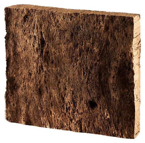 Quadratische Zierkork-Platte aus Naturkork mit grob strukturierter Oberfläche.