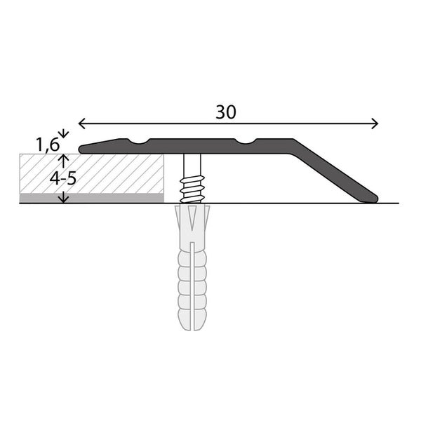 FLOORDIREKT Abschluss- und Höhenausgleichsprofil - aus Aluminium - Höhenausgleich bis 5 mm - Vorgebohrt - Silber - 100 cm