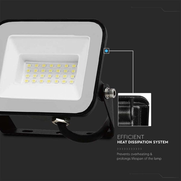 V-TAC VT-44030-B - Schwarze LED-Flutlichter - Samsung - IP65 - 30W - 2505 Lumen - 6500K - 5 Jahre