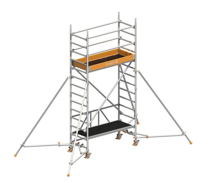 Layher Fahrgerüst mit Rollen und Leiter