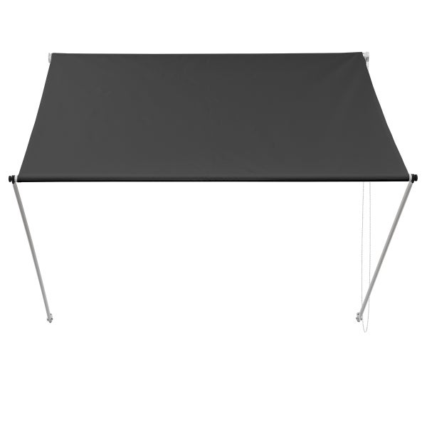 ML-Design Markise 350 x 120 cm, Anthrazit, 50+ UV-Schutz, aus Metall und Polyester, Seilzug, Schattenspender Fenster, Einziehbar Klemmmarkise Balkonmarkise Spannmarkise Sonnenschutz Windschutz