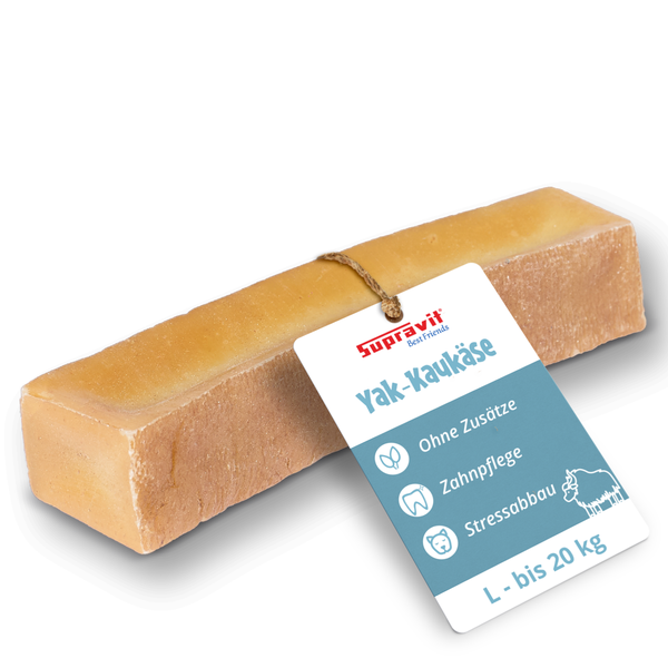 Supravit Yak Kaukäse für Hunde der Größe L bis 20 Kilogramm als natürlicher Kausnack zur Zahnreinigung und Stressabbau ohne Zusätze