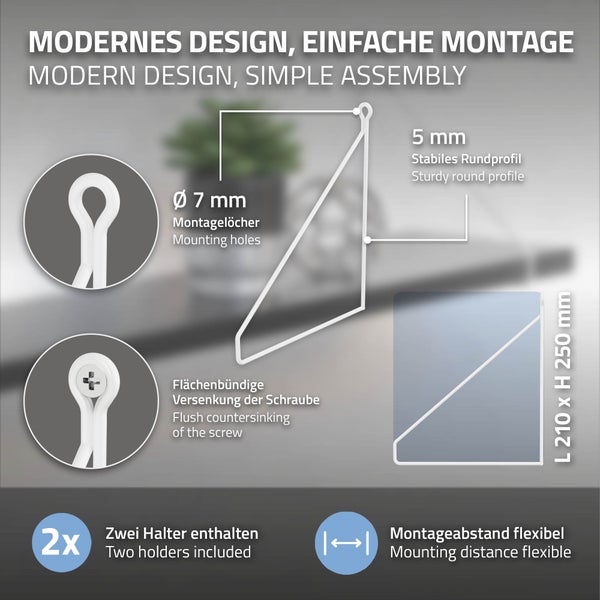 ML-Design 8 Stück Regalhalterung 200 mm, Weiß, Metall, Dreieckige Regalhalterungen, Schwebe Regalwinkel, Draht Wandhalterung, Regalträger für Wandmontage, Wandregal Wandkonsole Hängeregal Regalstütze