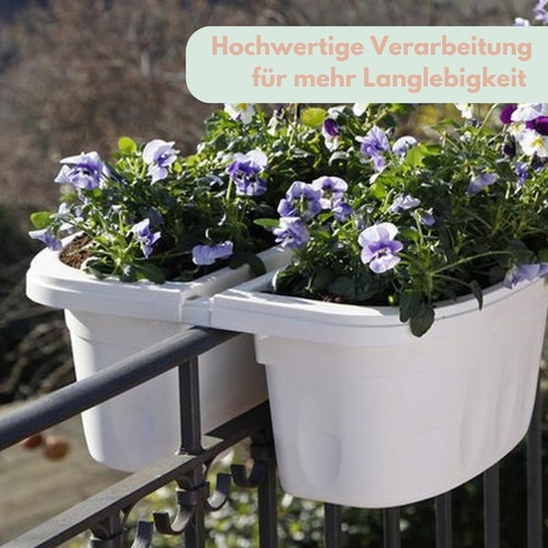 Blumenkasten Balkongeländer Beidseitig Balkon Blumenkasten Doppelseitig Balkonkasten mit Halterung Geländerkasten mit Wasserspeicher terracotta 50 cm