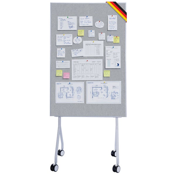 Mobile Pinnwand mit Notizen und Plänen