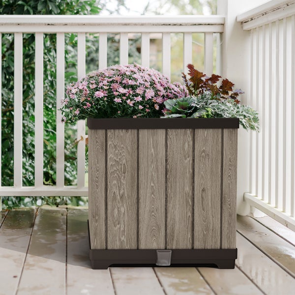 Keter Deco Square Pflanzkübel 61 Liter – 45,5x45,5x45,5 cm, wetterfest