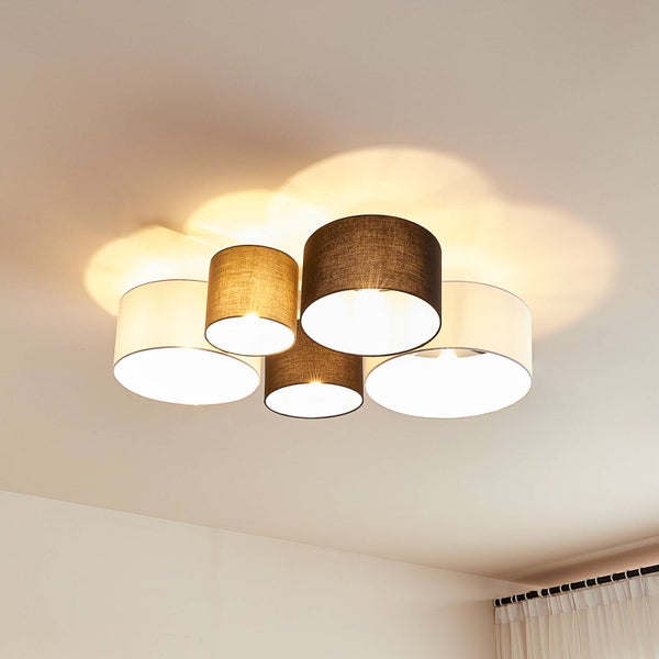 Lindby Deckenlampe Lettie (Skandinavisch) aus Textil (5 flammig, E27) - Deckenleuchte Lampe Wohnzimmerleuchte