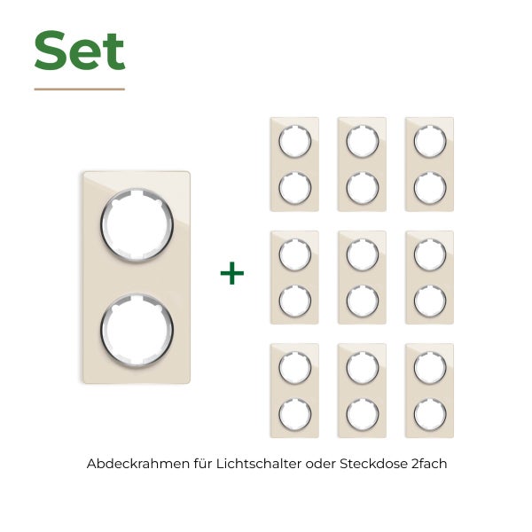 Set mit 10 zweifachen Abdeckrahmen für Lichtschalter oder Steckdosen