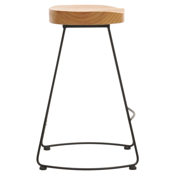 Hocker mit Sitzfläche aus Holz und Metallgestell