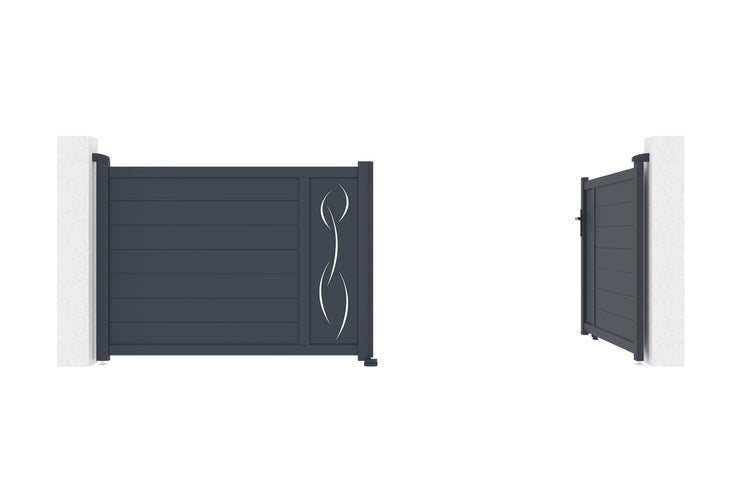 Flügeltor 3,5 m LIFE H.120 graues Aluminium