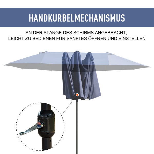 Outsunny Sonnenschirm, L460 x B270 x H240 cm, Stahl, Polyester, ABS, blau