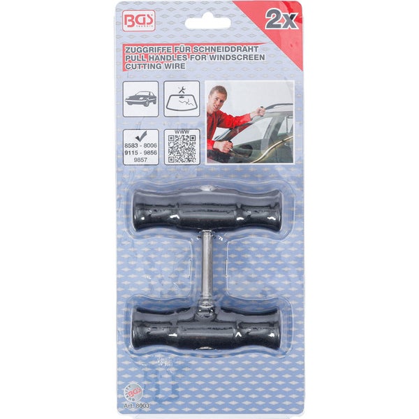 Zwei Zuggriffe für Schneiddraht in Verpackung