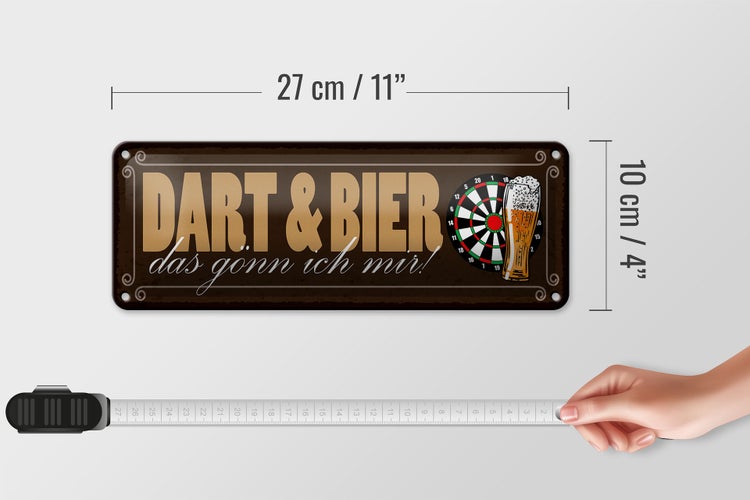 Blechschild Spruch 27x10cm Dart & Bier das gönn ich mir Dekoration