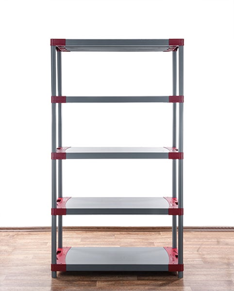 PROREGAL Kunststoffregal Big Grey Bear Tall HxBxT 180 x 90 x 46 cm Fachlast 160 kg Grau/Rot