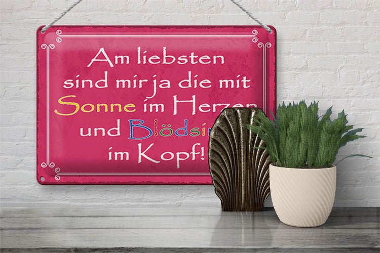 Blechschild Spruch 30x20cm am liebsten sind die mit Sonne
