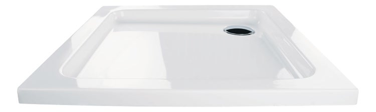 Weiße Duschwanne mit Ablauf