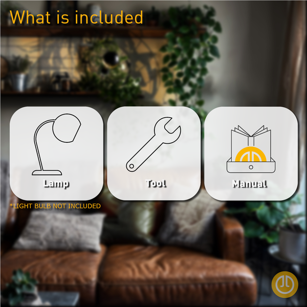 Im Lieferumfang enthalten: Lampe, Werkzeug und Bedienungsanleitung. Leuchtmittel nicht enthalten.
