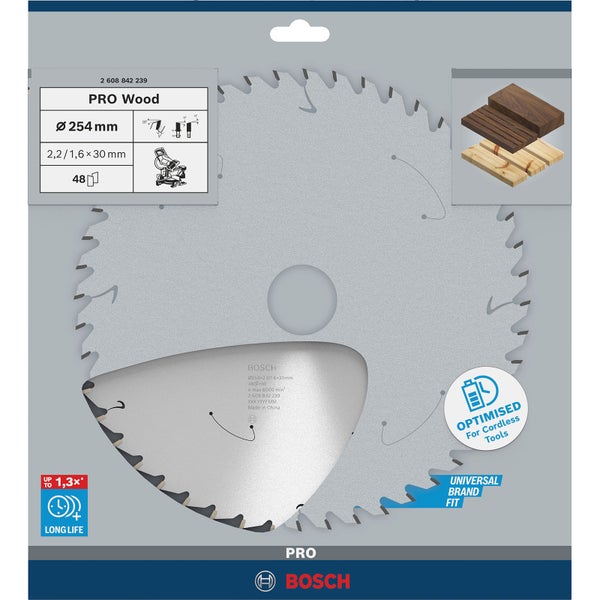 Bosch PRO Wood cordless Blatt für Kreissägen 254 x 2,2 x 30 mm - 2608842239