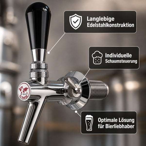 CMB Bierschankhahn mit Edelstahlkonstruktion und Schaumsteuerung
