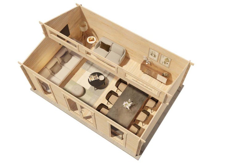 Alpholz Gartenhaus Narvig-40 C aus Massiv-holz, Gerätehaus mit 40 mm Wandstärke, Garten Holzhaus inklusive Montagematerial, Geräteschuppen Größe: 598 x 420 cm, Pultdach