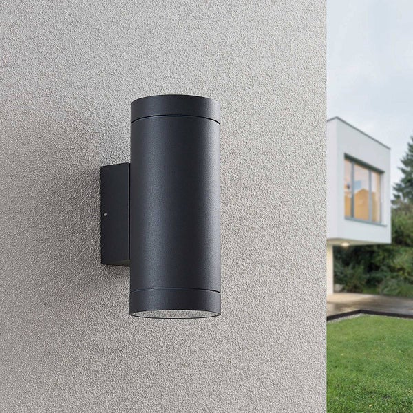 Lucande Wandleuchte außen Thomke (Modern) in Alu aus Aluminium (2 flammig, E27) - Außenwandleuchten Wandlampe Led Außenlampe Outdoor für Außenwand/Hauswand Haus Terrasse & Balkon Licht