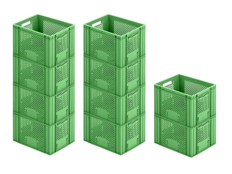 PROREGAL SparSet 10x Eurobehälter Obst- und Gemüsekasten HxBxT 272 x 30 x 40 cm 26 Liter Grün Obst-Gemüsekiste Obstkorb Transportbox