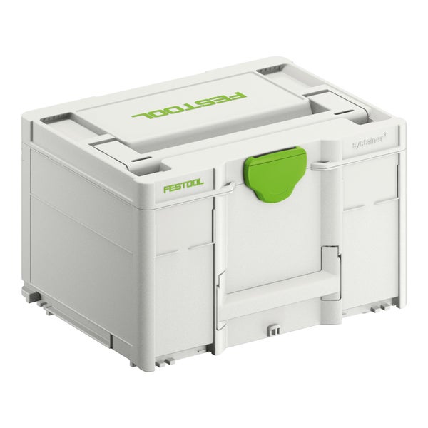 Festool Systainer Werkzeugkoffer mit Tragegriff und T-LOC Verschluss.