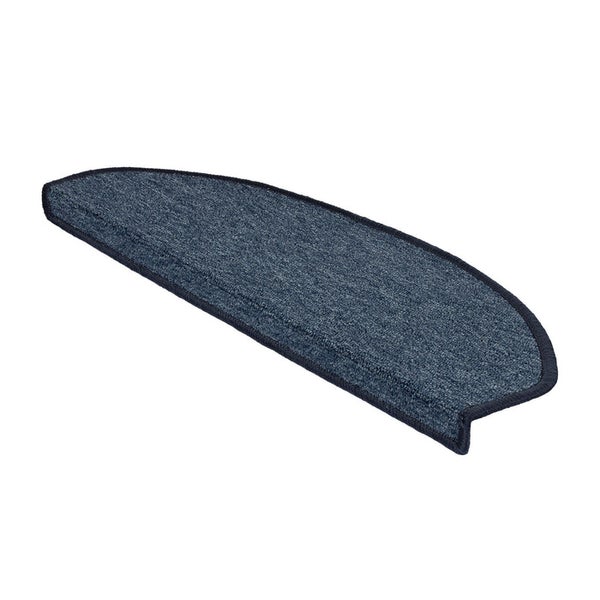 FLOORDIREKT Stufenmatte London -mit Umkettelung - Dunkelblau - Halbrund - 23,5 x 65 cm