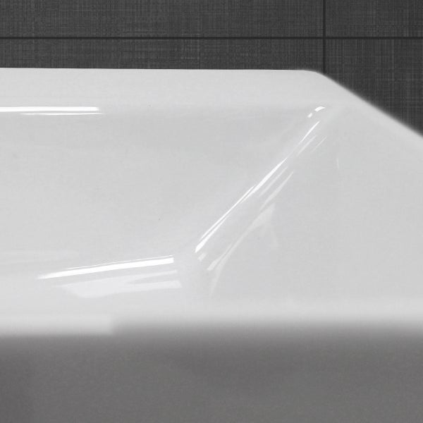 ECD Germany Waschbecken Waschtisch 605x365x130mm Keramik Eckig Weiß + Wasserhahn ausziehbare Brause Standard Chrom + Ablaufgarnitur Pop-Up Ventil Chrom, Aufsatzwaschbecken Aufsatzwaschtisch Waschplatz