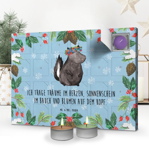 Mr. & Mrs. Panda Duftkerzen Adventskalender Stinktier Mädchen - Blau Pastell