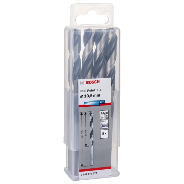 Bosch 5x HSS PointTeQ DIN 338 10,5 x 87 x 133 mm - 2608577273