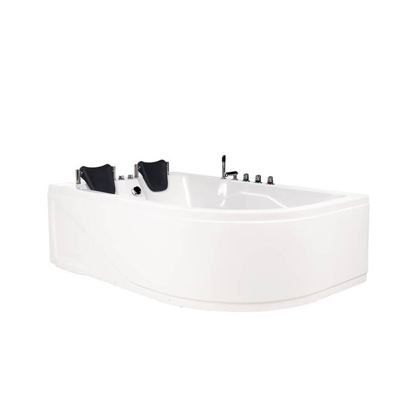 Rechteckige Whirlpool Badewanne mit Armatur und zwei Kopfstützen