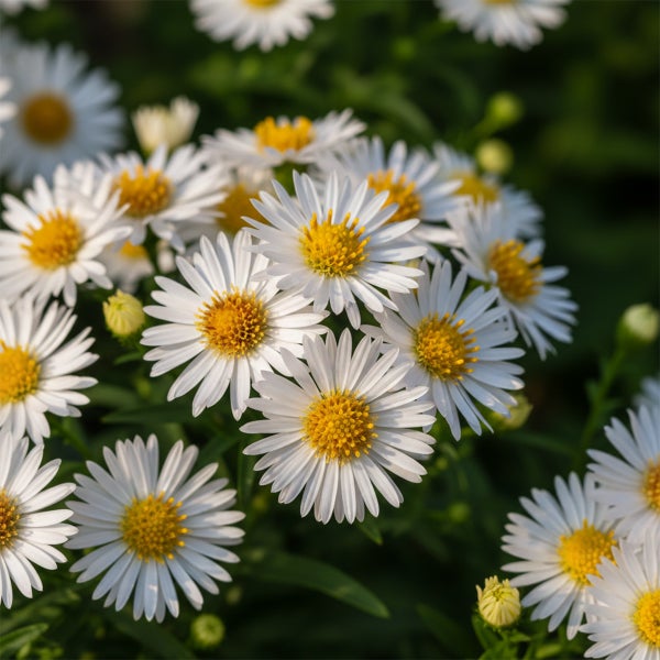 Weiße Astern mit gelber Mitte.
