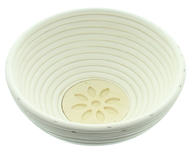 FRANK FLECHTWAREN|Gärkorb Blümchen, rund, Ø 23 x 8 cm, RATTAN, HOLZ