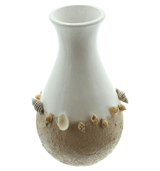 FRANK FLECHTWAREN | Dekovase Muscheln, groß, MDF, MUSCHELN, 14 x 14 x 24 cm