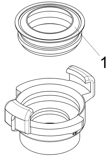 Technische Zeichnung einer Ersatzteil Dichtung für Pumpenzubehör mit der Markierung Nummer eins