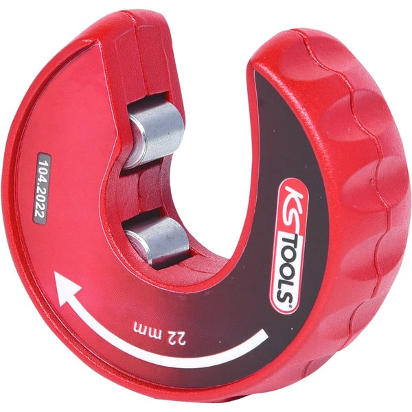 Technische Zeichnung eines KS Tools Mini-Rohrabschneiders mit Markierungen für Höhe H und Öffnungsdurchmesser D.