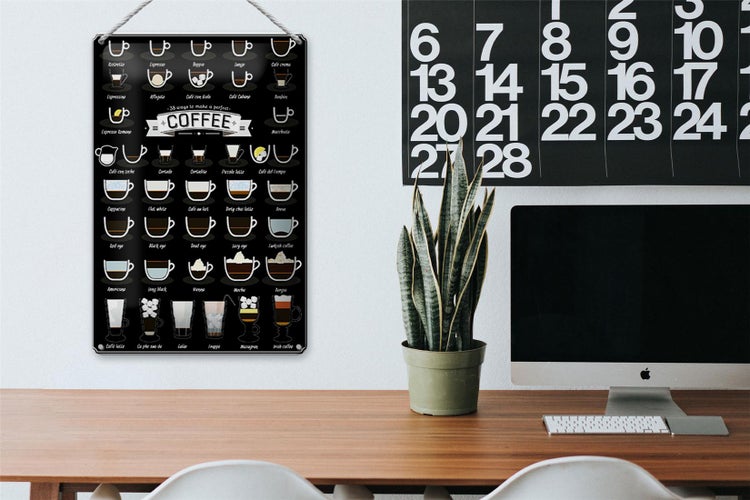 Blechschild Spruch 20x30cm Coffee 38 ways to make a perfect