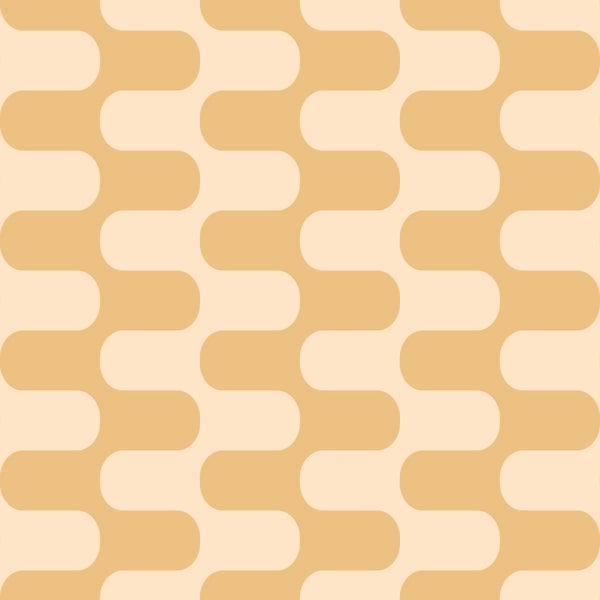 Nahtloses geometrisches Muster mit ineinandergreifenden abgerundeten Formen im Retro-Stil.