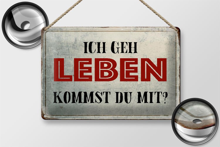 Blechschild Spruch 30x20cm geh leben kommst du mit Retro