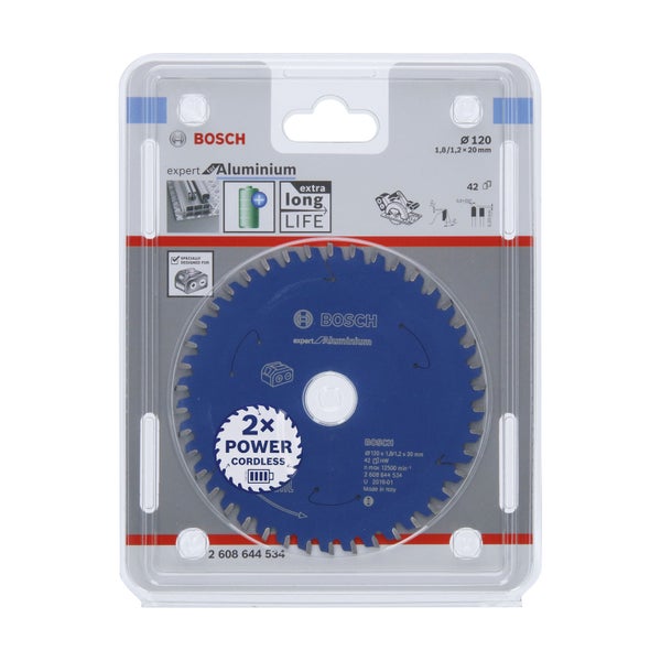 Bosch Kreissägeblatt Expert for Aluminium für Akku-Handkreissägen 120 x 1,8 / 1,2 x 20 42 Zähne - 2608644534
