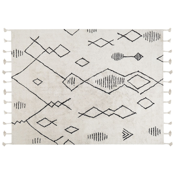 Teppich KEBIR Cremeweiß 160 x 230 cm Baumwolle