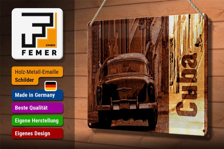 Blechschild Spruch 30x20cm Cuba Auto Oldtimer Retro